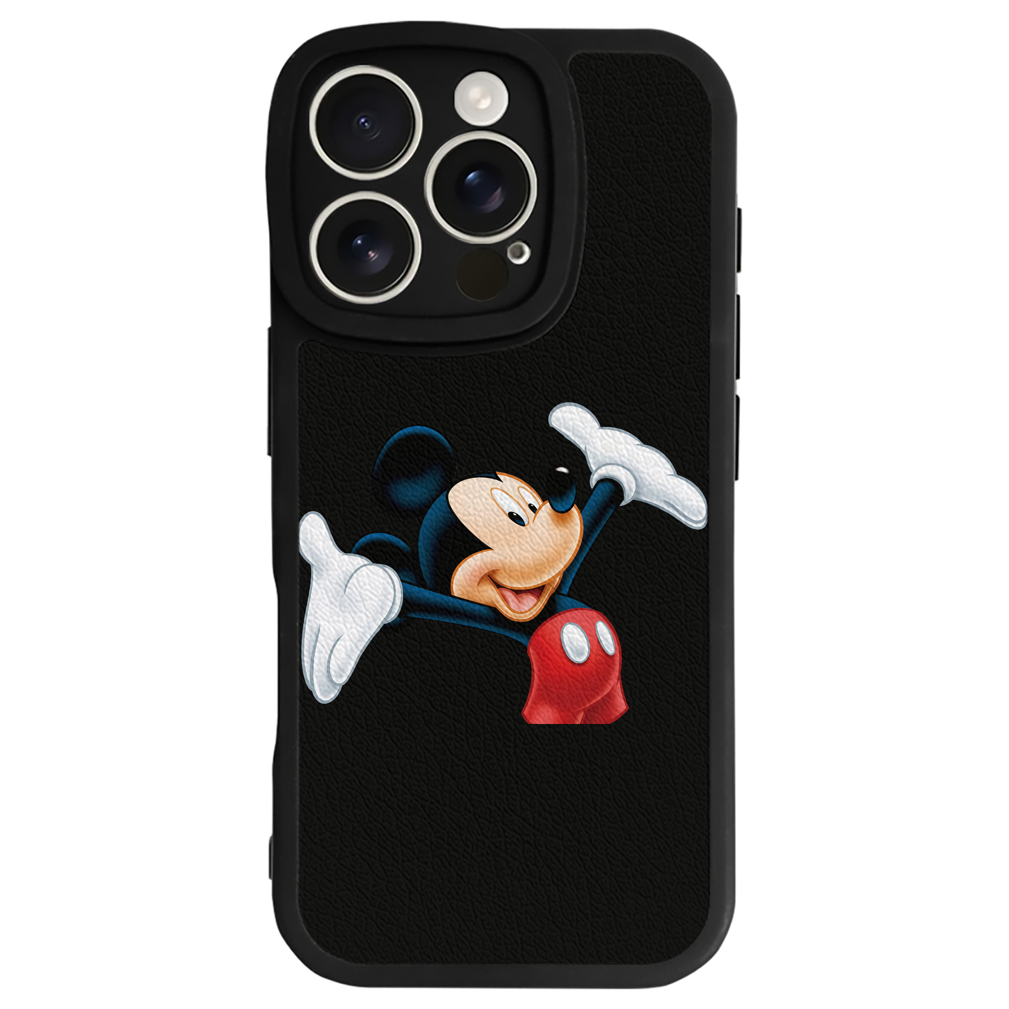 （画像用） ミッキーマウス Mickey Mouse 【iPhone 16シリーズ対応】シリコンスマホケース（レザー調） 材質：シリコン